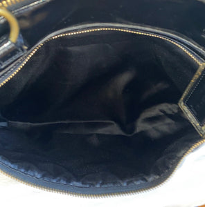 Coach Poppy Daisy Liquid Gloss Patent Leather Tote In Black