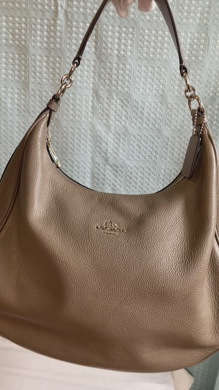 Coach Harley Pebble Leather Hobo In Taupe