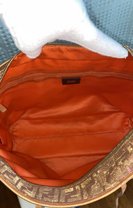 FENDI Metallic Lurex Zucca Roll Shopping Tote In Arancio