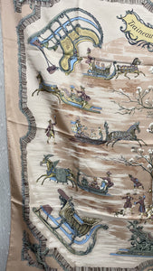 Hermès Traineaux et Glifsades 90cm Silk Scarf In Pastel Colorway