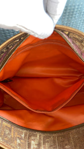 FENDI Metallic Lurex Zucca Roll Shopping Tote In Arancio