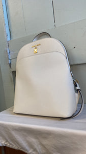Michael Kors Adele Large Pebbled Leather Backpack In Chalk