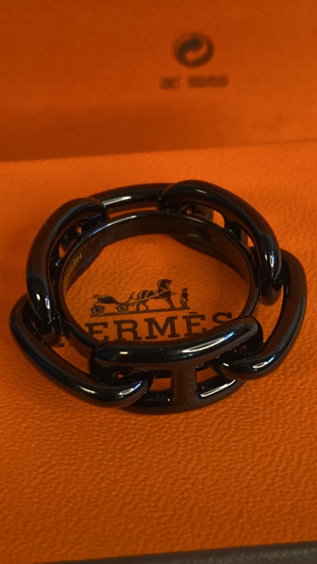 Hermes Black Brass Regate Scarf Ring