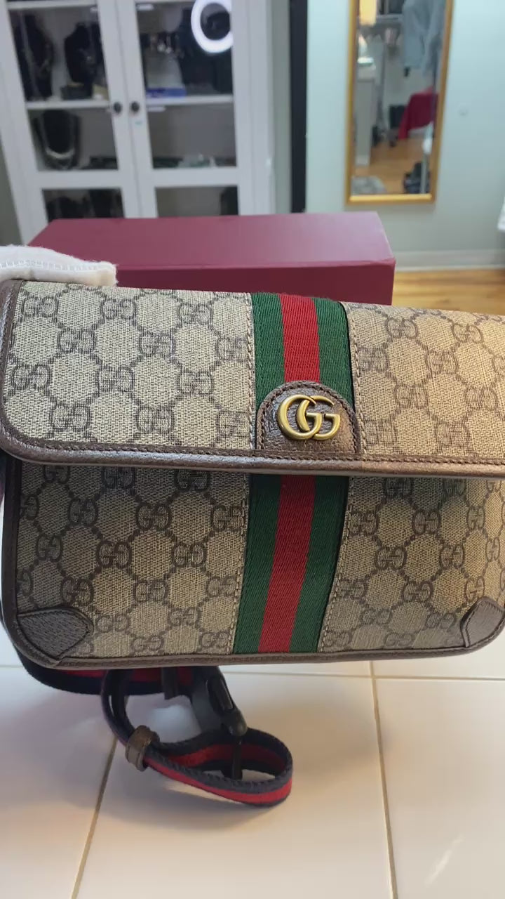 GUCCI OPHIDIA SMALL SUPREME MONOGRAM CANVAS BELT BAG/SLIING BAG